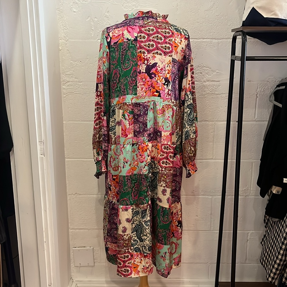 Umgee Silky Patchwork Print Midi Dress - Picture 5 of 7